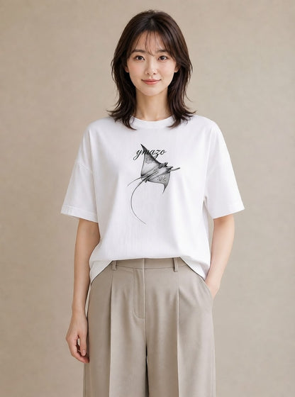 グラフィックTシャツ レディース ジンベエザメ 海の生き物 海 イラスト お揃い 親子 白T