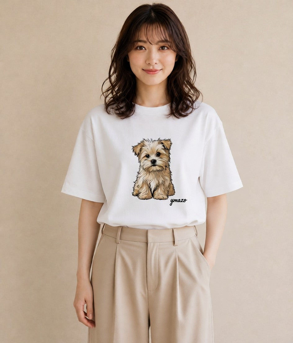 グラフィックTシャツ レディース 子犬 犬 いぬ イラスト シンプル 女性向けギフト 散歩 白T