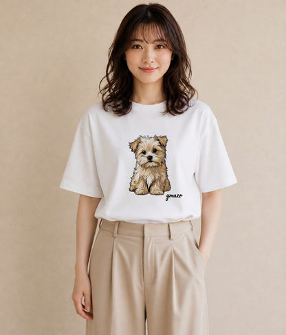 グラフィックTシャツ レディース 子犬 犬 いぬ イラスト シンプル 女性向けギフト 散歩 白T
