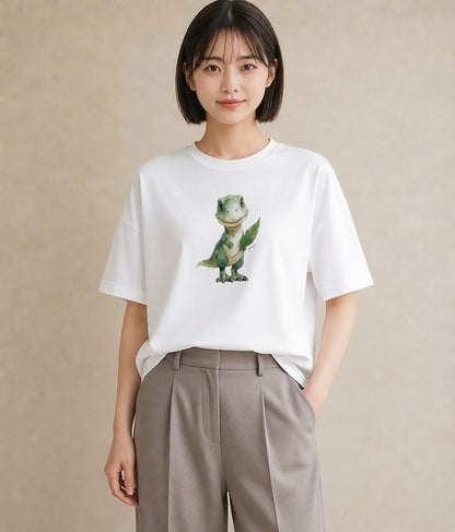 Tシャツ レディース レオパ ペット 動物 イラスト カフェコーデ 週末コーデ 敬老の日 白T