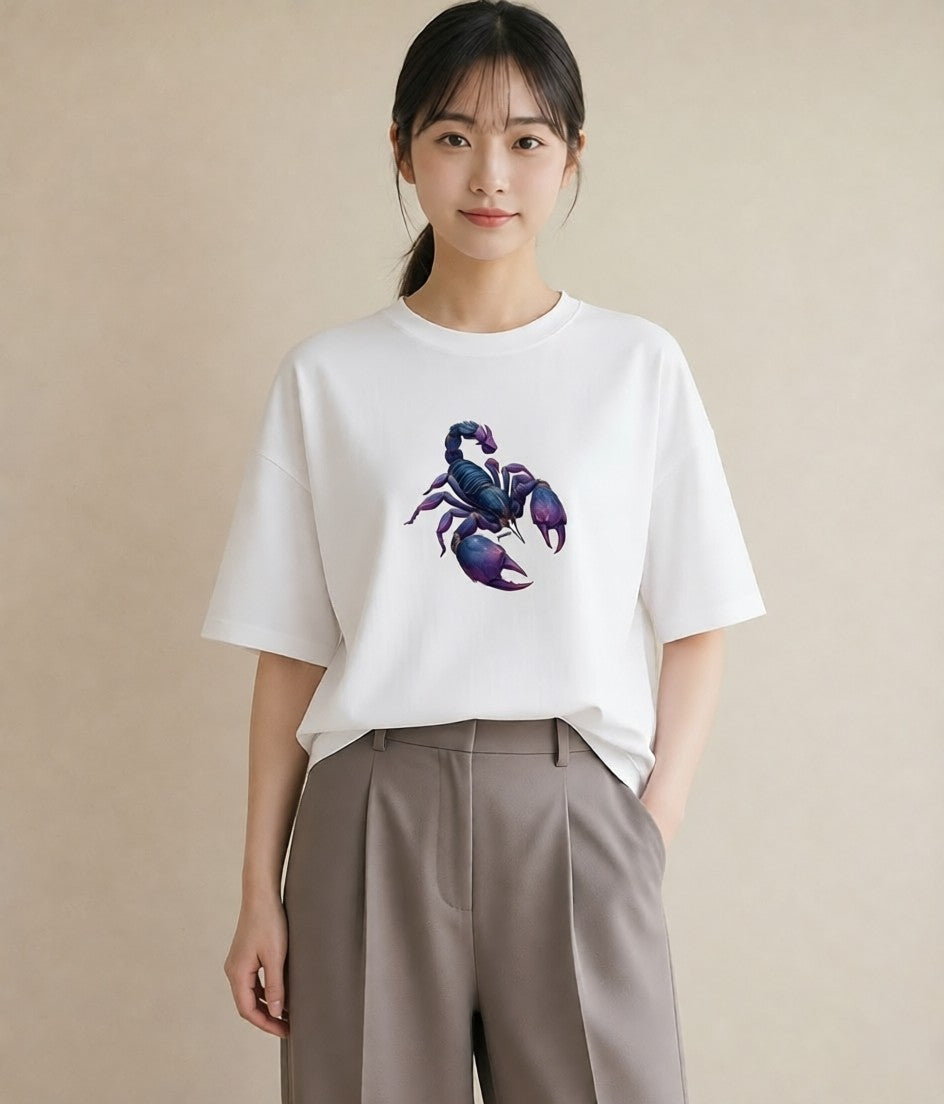グラフィックTシャツ レディース 蠍座 星空 宇宙 イラスト 旅行コーデ 誕生日プレゼント 綿100 白T