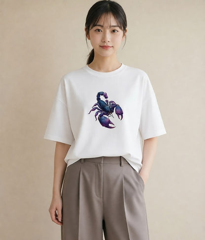 グラフィックTシャツ レディース 蠍座 星空 宇宙 イラスト 旅行コーデ 誕生日プレゼント 綿100 白T