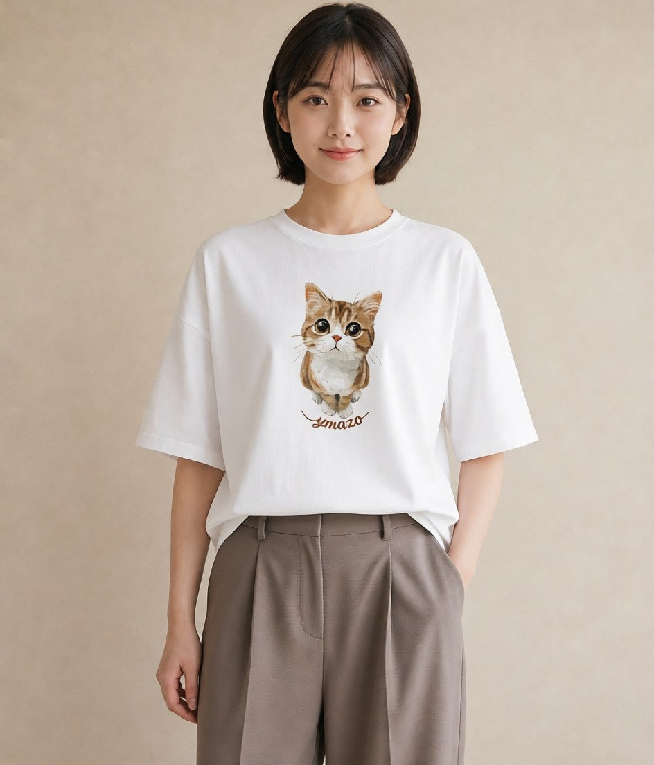 Tシャツ レディース 子猫 猫 ねこ イラスト モード 女性向けギフト 散歩 白T