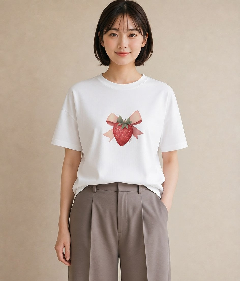プリントTシャツ レディース ショートケーキ 食べ物 フード イラスト 可愛い 春コーデ 姉妹 白T