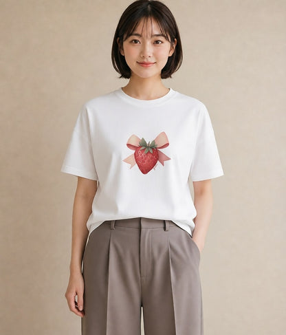 プリントTシャツ レディース ショートケーキ 食べ物 フード イラスト 可愛い 春コーデ 姉妹 白T