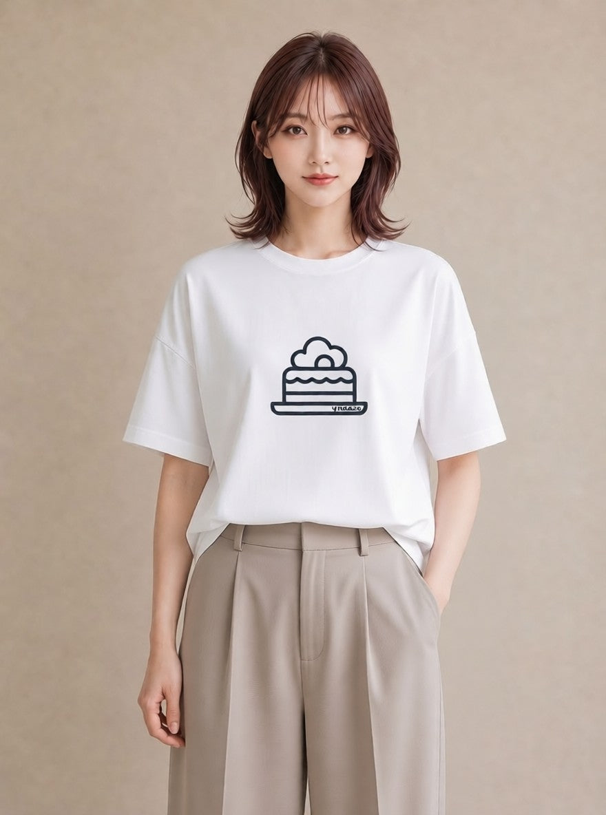 Tシャツ レディース スイーツ お菓子 デザート イラスト 北欧風 海 カフェ巡り 白T