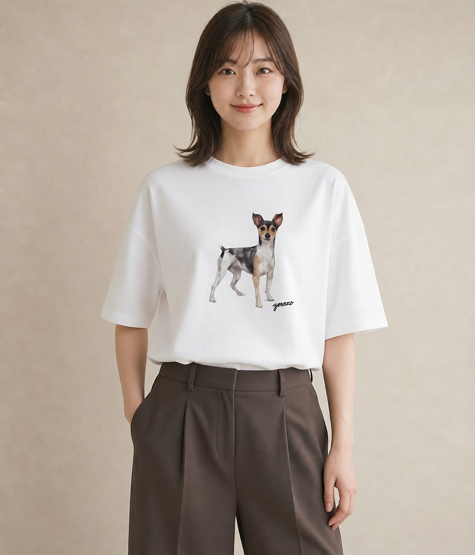 プリントTシャツ レディース 保護犬 犬 いぬ イラスト きれいめ デイリーウェア 休日 白T