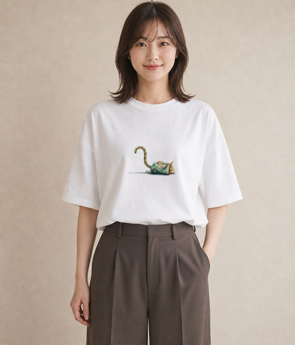 プリントTシャツ レディース メインクーン 猫 ねこ イラスト きれいめカジュアル 敬老の日 ホワイトデー 白T