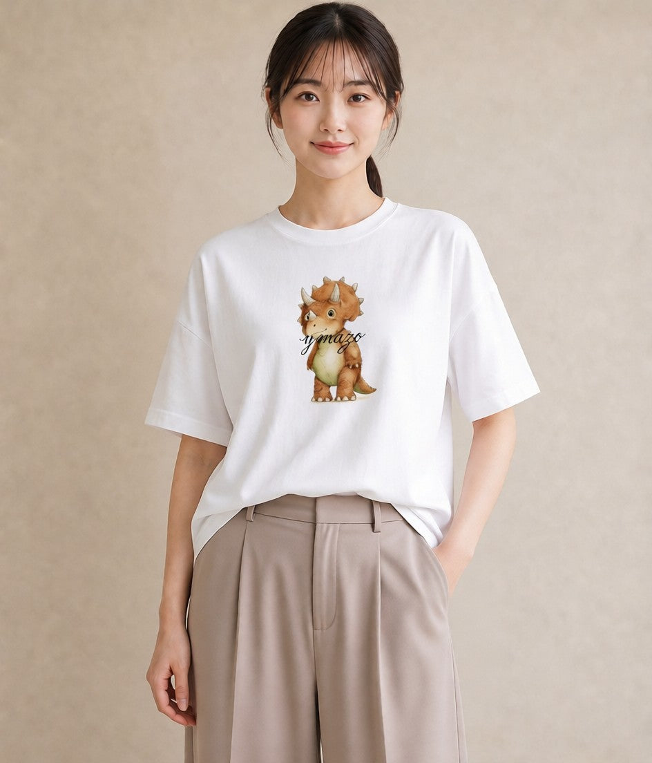 デザインTシャツ レディース サイ 動物 アニマル イラスト フェミニン 20代 カジュアルコーデ 白T