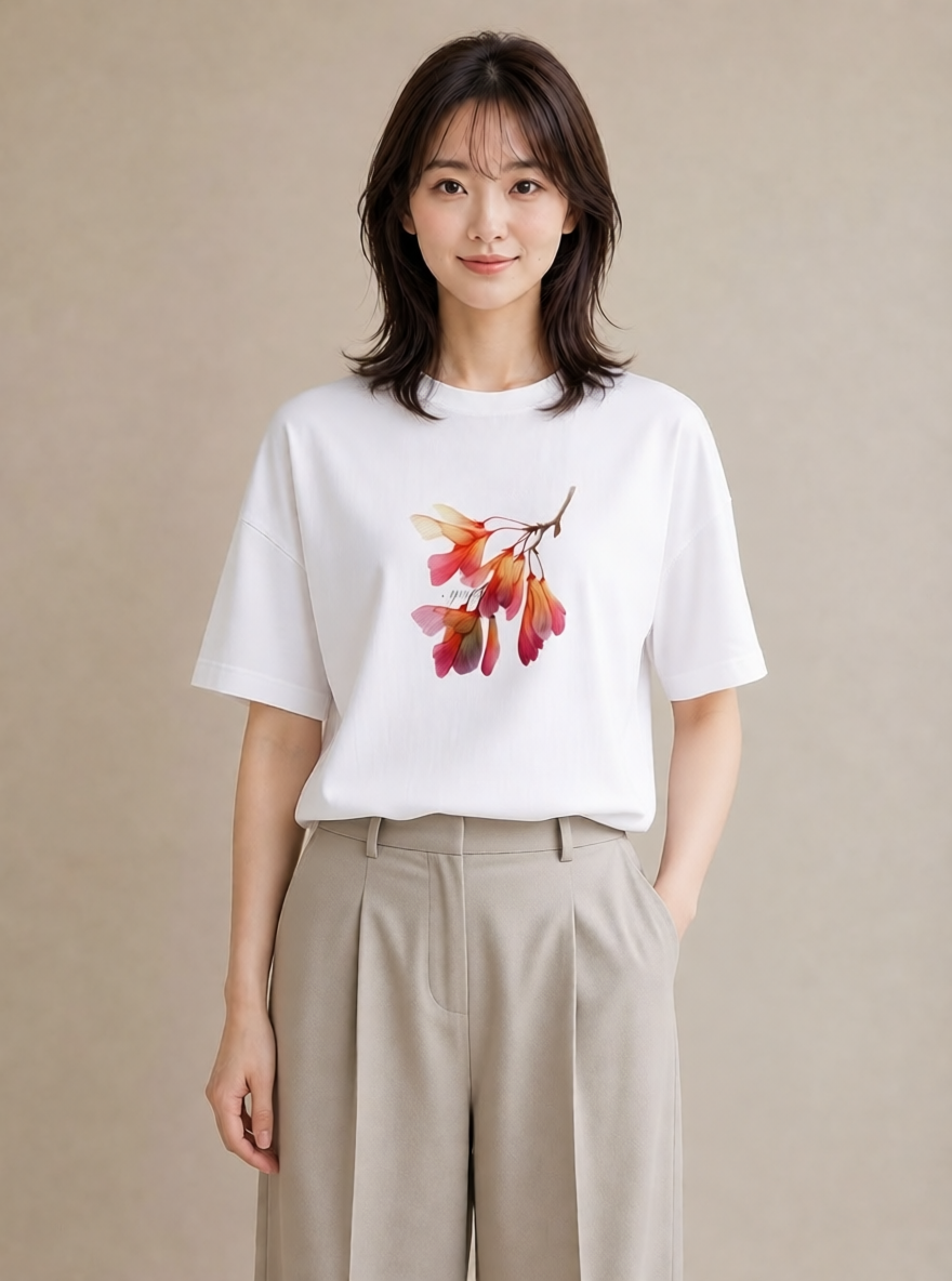 Tシャツ レディース 彼岸花 花 花柄 イラスト 上品 通学 誕生日プレゼント 白T