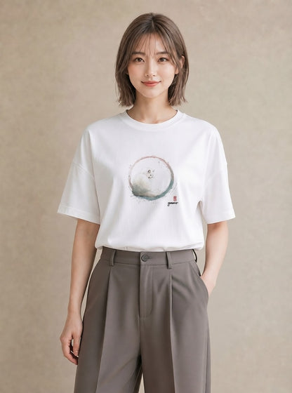グラフィックTシャツ レディース ペルシャ 猫 ねこ イラスト 淡色 在宅 公園 白T