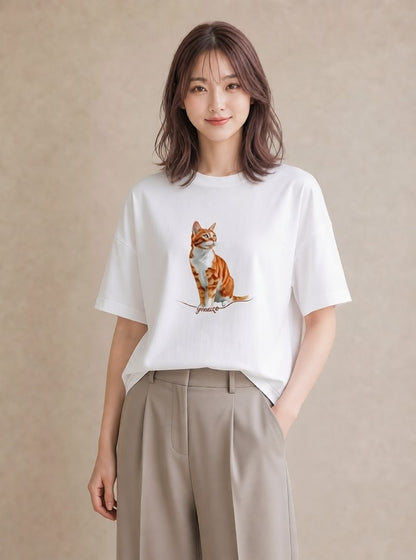 Tシャツ レディース 三毛猫 みけねこ 三毛 猫 ねこ イラスト こなれ感 お揃い 親子 白T