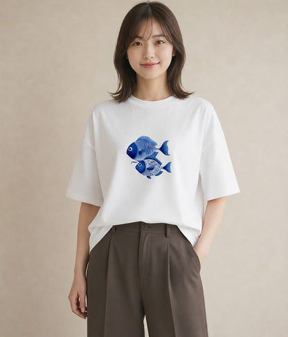 Tシャツ レディース たい焼き 食べ物 フード イラスト ヴィンテージ風 秋コーデ おしゃれギフト 白T