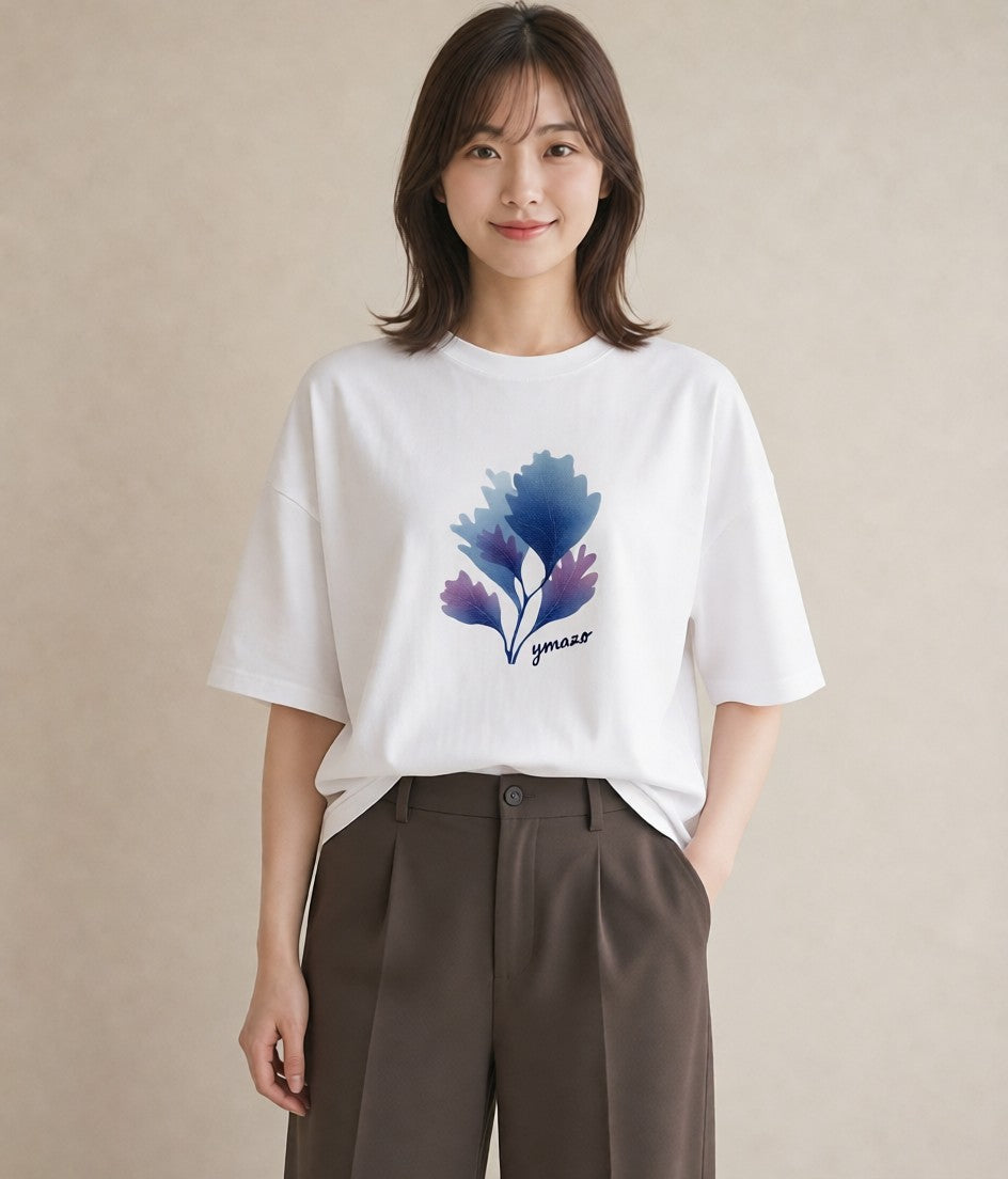 デザインTシャツ レディース サンゴ 海の生き物 海 イラスト 休日コーデ ミセス 春コーデ 白T