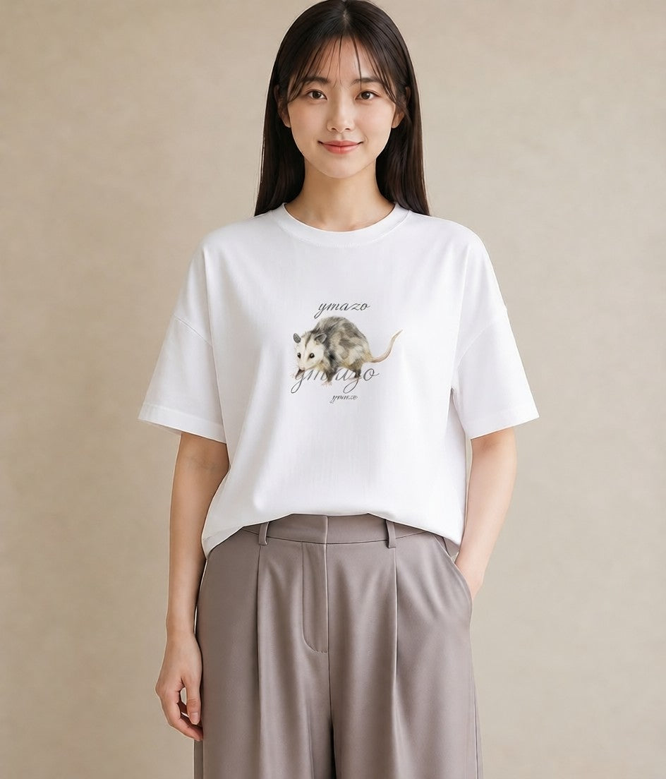グラフィックTシャツ レディース ハムスター ペット 動物 イラスト ガーリー 休日 ペアコーデ 白T