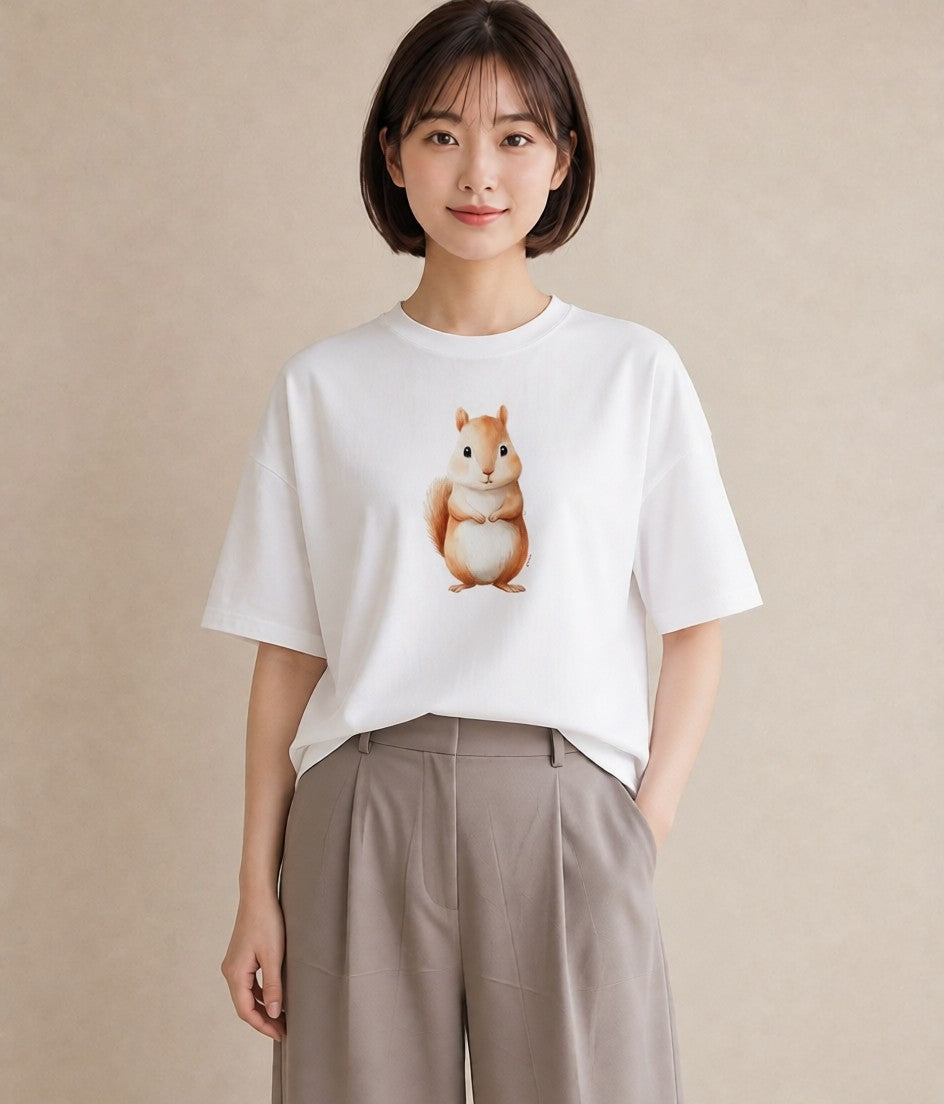 プリントTシャツ レディース ロボロフスキー ペット 動物 イラスト 休日コーデ 送別ギフト 通勤 白T