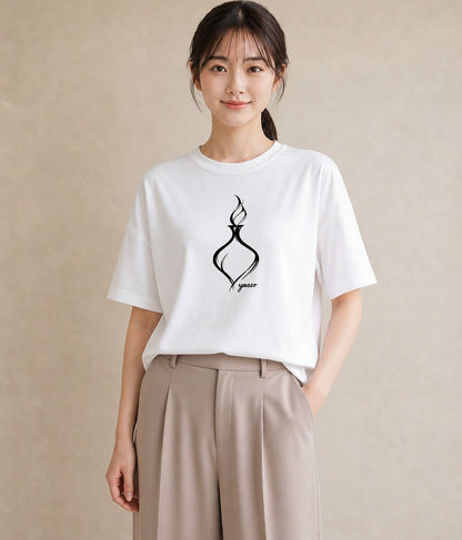 デザインTシャツ レディース 香水 香水瓶 パフューム イラスト カフェコーデ 海 カフェ巡り 白T