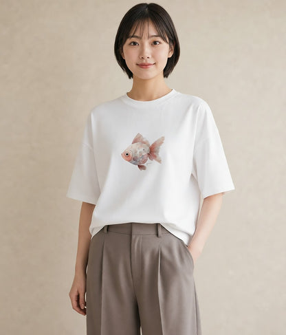 デザインTシャツ レディース メダカ ペット 動物 イラスト 春コーデ 姉妹 白T