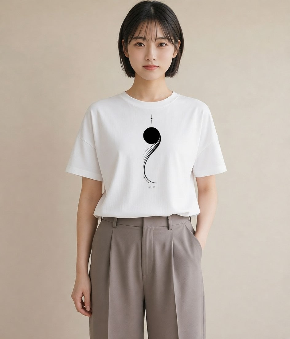 デザインTシャツ レディース 幾何学 ミニマル ジオメトリック イラスト ユニーク 夏コーデ 通学 白T