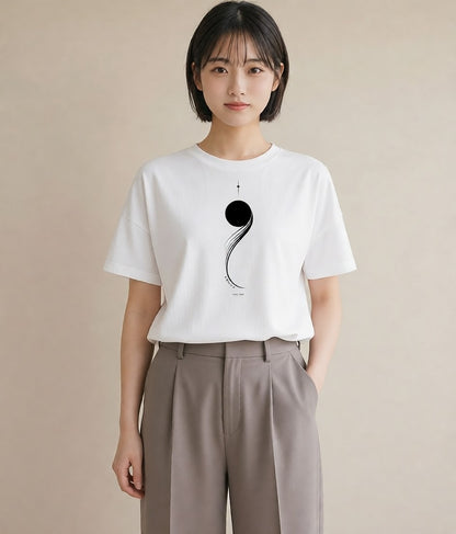 デザインTシャツ レディース 幾何学 ミニマル ジオメトリック イラスト ユニーク 夏コーデ 通学 白T