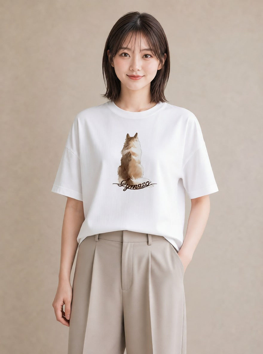 グラフィックTシャツ レディース キジトラ 猫 ねこ イラスト シンプル 部屋着 女性向けギフト 白T