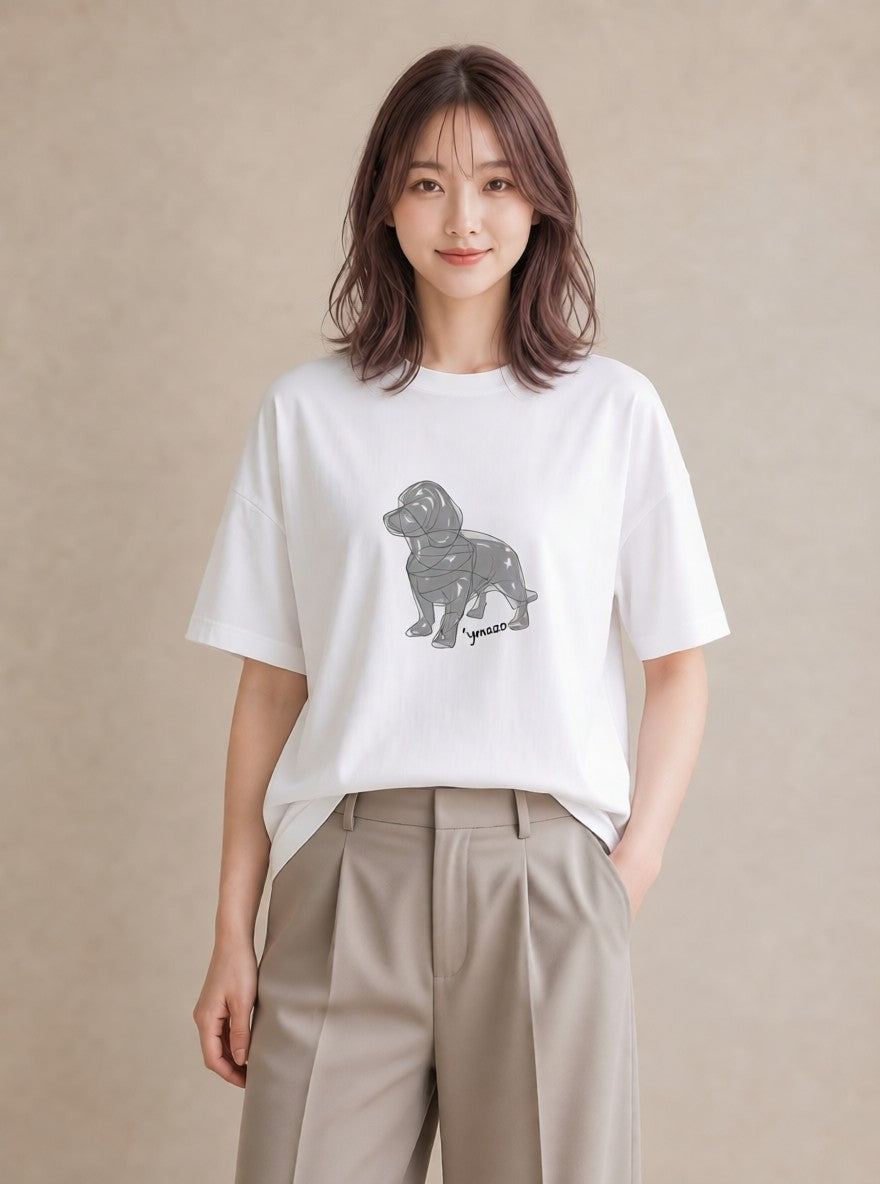 デザインTシャツ レディース 犬 いぬ わんこ イラスト ゆるコーデ おしゃれギフト 社会人 白T