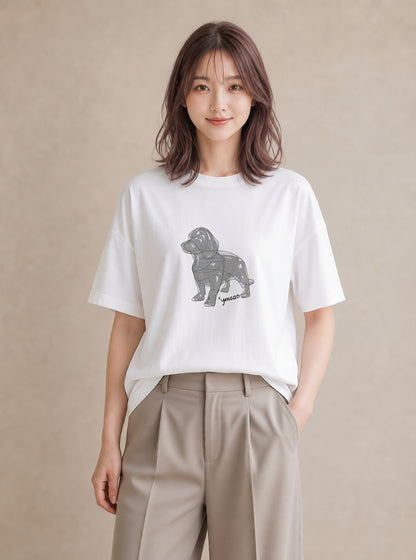 デザインTシャツ レディース 犬 いぬ わんこ イラスト ゆるコーデ おしゃれギフト 社会人 白T