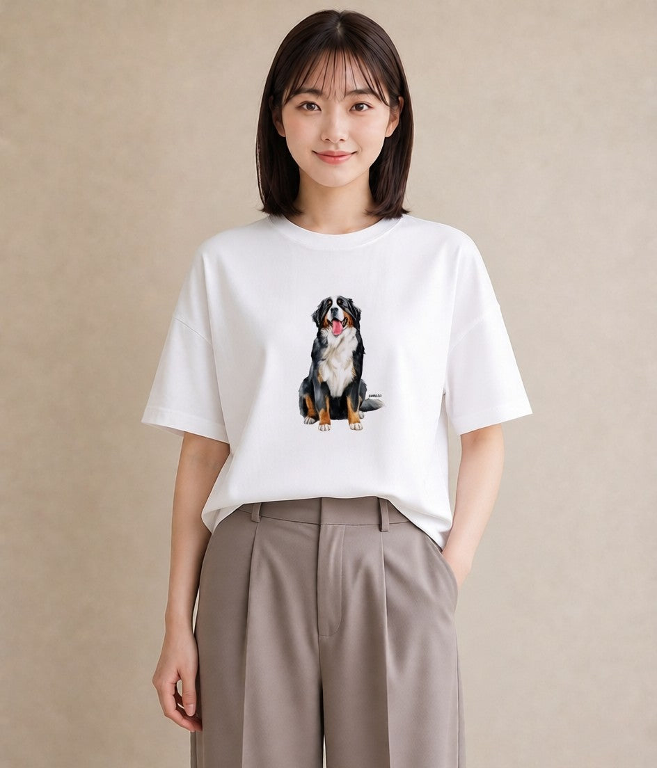 Tシャツ レディース 老犬 犬 いぬ イラスト 普段使い 在宅 公園 白T