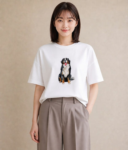 Tシャツ レディース 老犬 犬 いぬ イラスト 普段使い 在宅 公園 白T