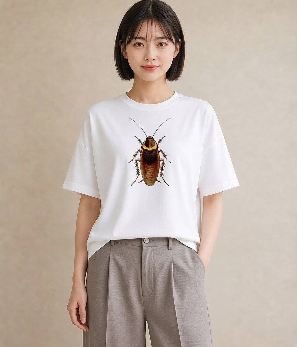 Tシャツ レディース カブトムシ 昆虫 虫 イラスト ミニマル 公園 ママ 白T