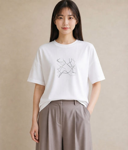 プリントTシャツ レディース 幾何学 ミニマル ジオメトリック イラスト ヴィンテージ風 ギフト 母の日 白T
