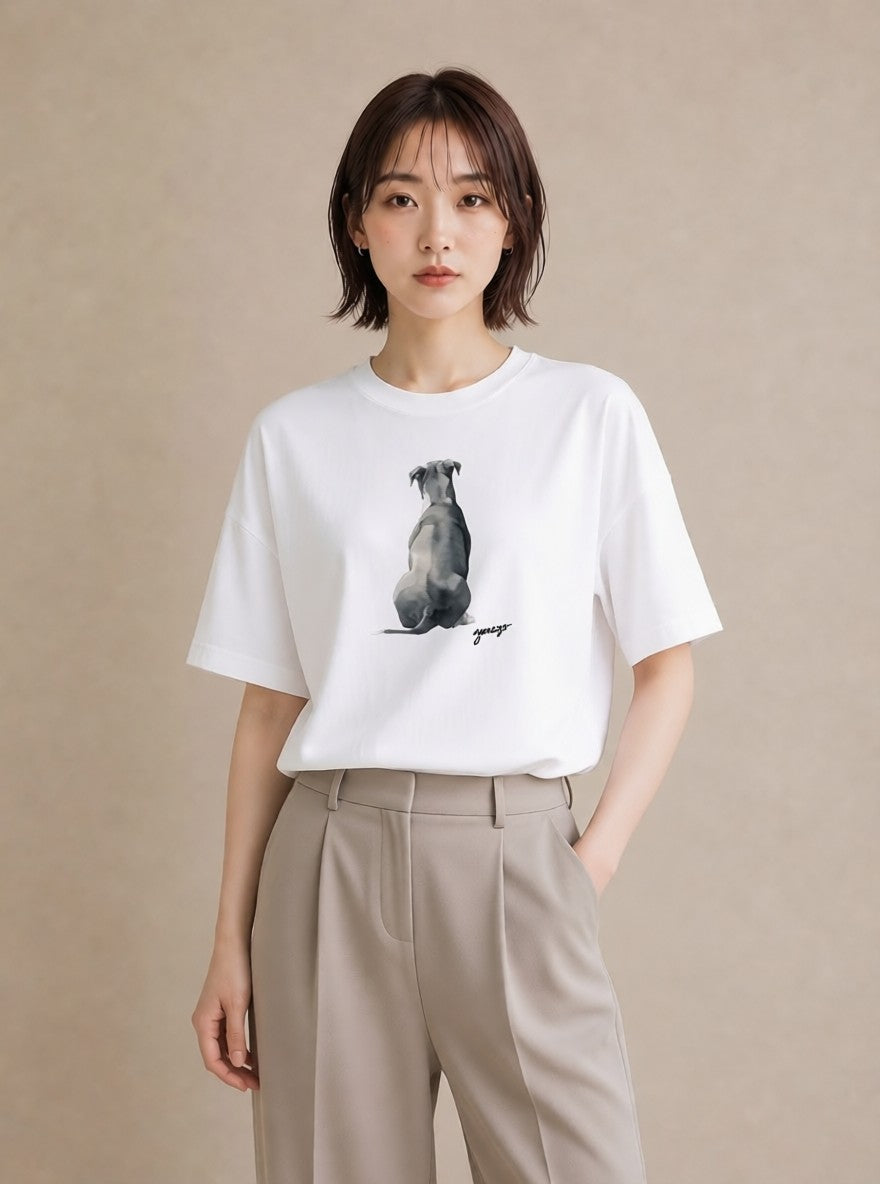 Tシャツ レディース 犬 いぬ イラスト カジュアル 女子会 お揃い 白T