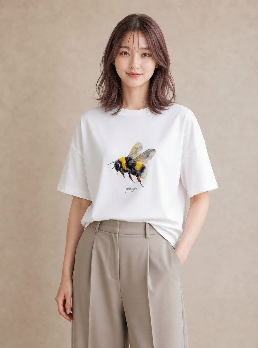 デザインTシャツ レディース ハニー 食べ物 フード イラスト こなれ感 誕生日プレゼント 綿100 白T
