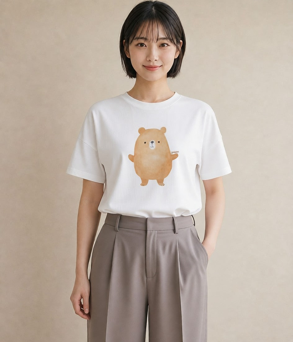 グラフィックTシャツ レディース アザラシ 動物 アニマル イラスト ポップ ラフ レイヤード 白T