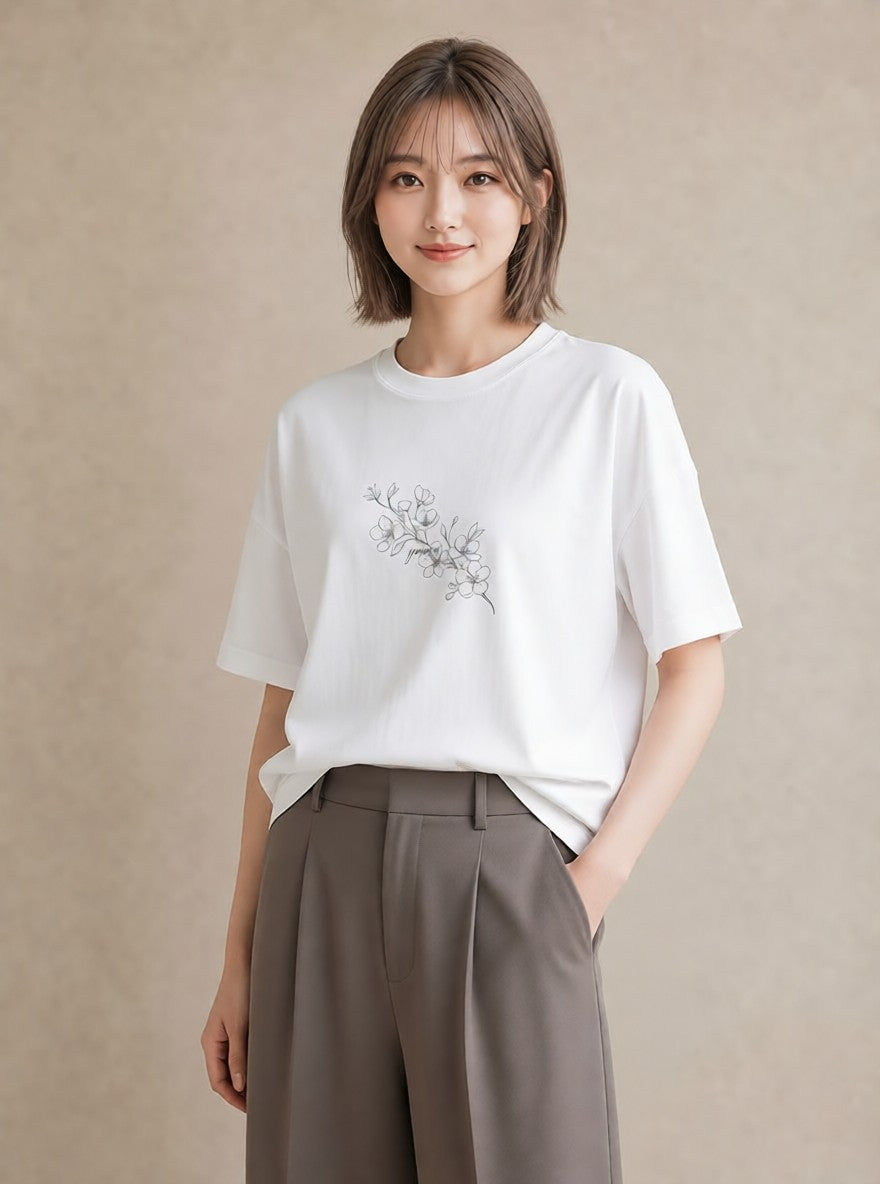 Tシャツ レディース さくら 桜 桜の枝 イラスト ナチュラル 女子会 お揃い 白T