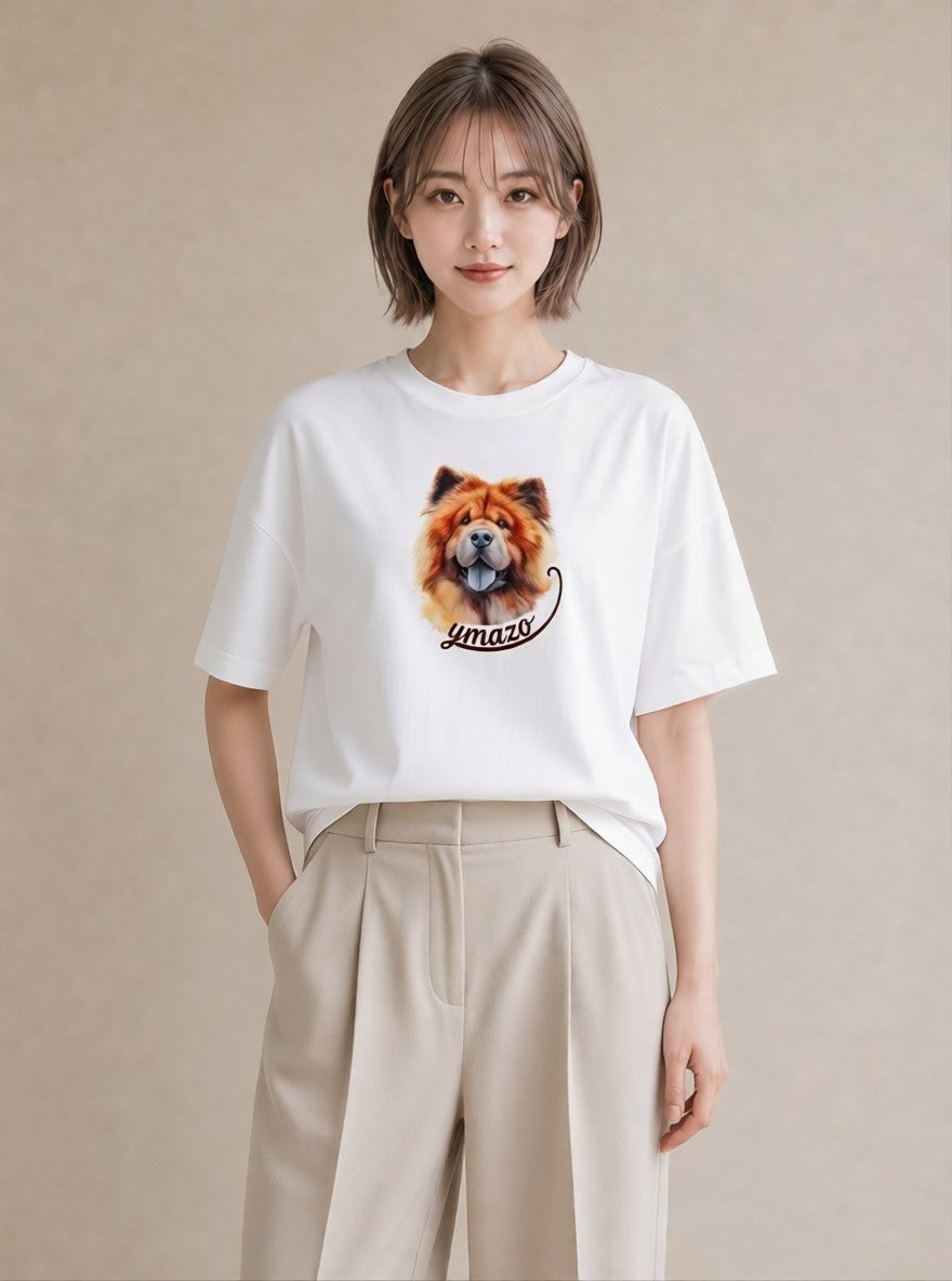 半袖Tシャツ レディース 柴犬 しばいぬ 犬 いぬ イラスト ミニマル 通勤 在宅 白T