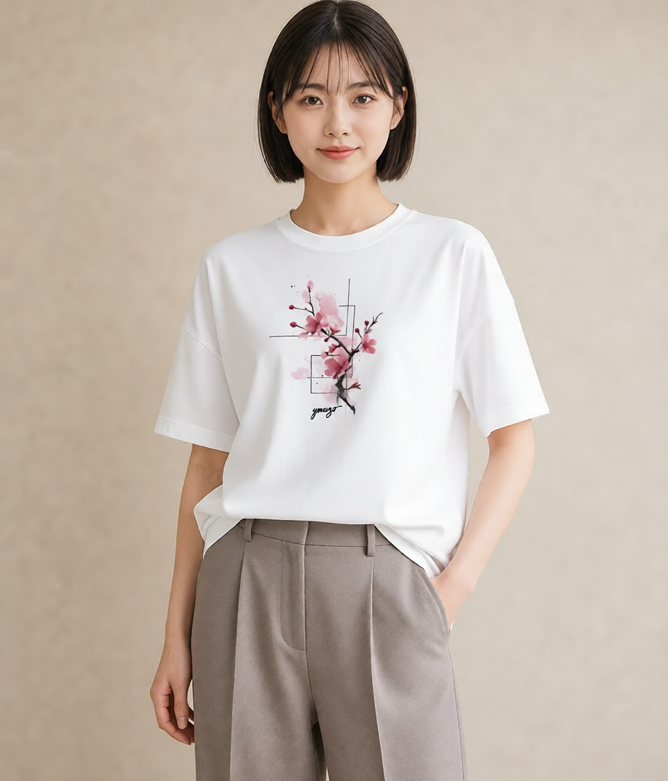 Tシャツ レディース さくら 桜 サクラ 花 花柄 イラスト ボタニカル 女性向けギフト 散歩 白T