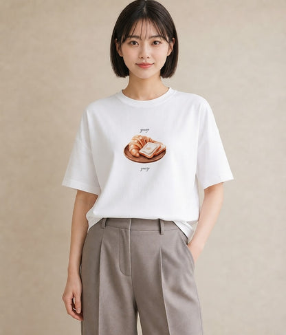 グラフィックTシャツ レディース たい焼き 食べ物 フード イラスト シンプル 秋コーデ おしゃれギフト 白T