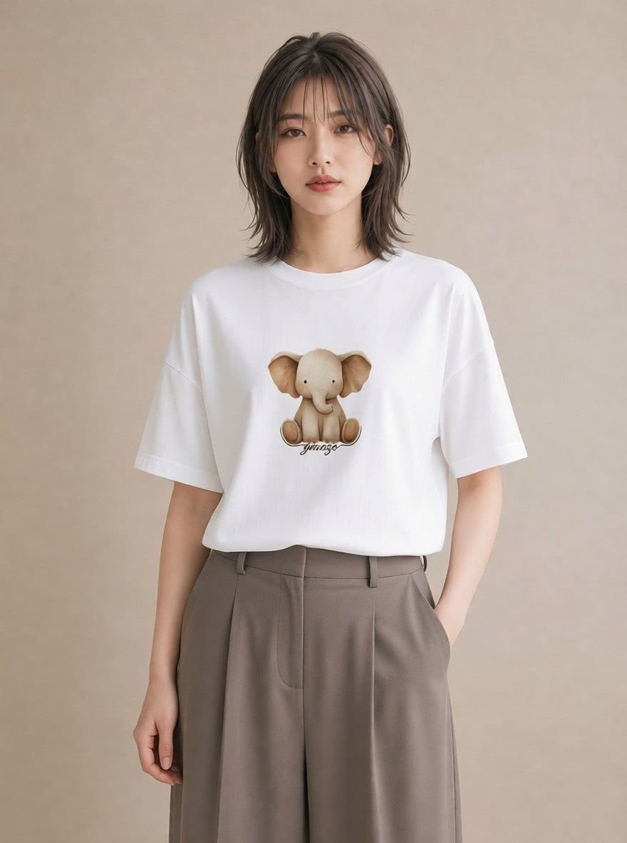 半袖Tシャツ レディース サイ 動物 アニマル イラスト 上品 週末コーデ 敬老の日 白T