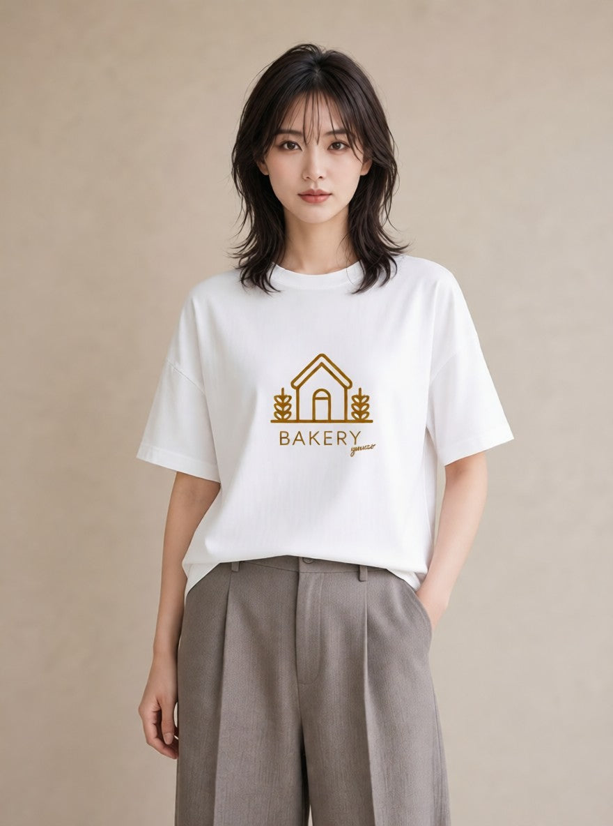 デザインTシャツ レディース パン ベーカリー レトロ イラスト ナチュラル 親子 20代 白T