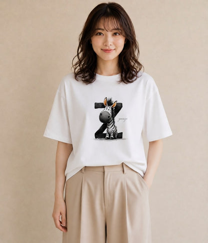 グラフィックTシャツ レディース しまうま 動物 アニマル イラスト ラフカジュアル ビーチ デイリーウェア 白T