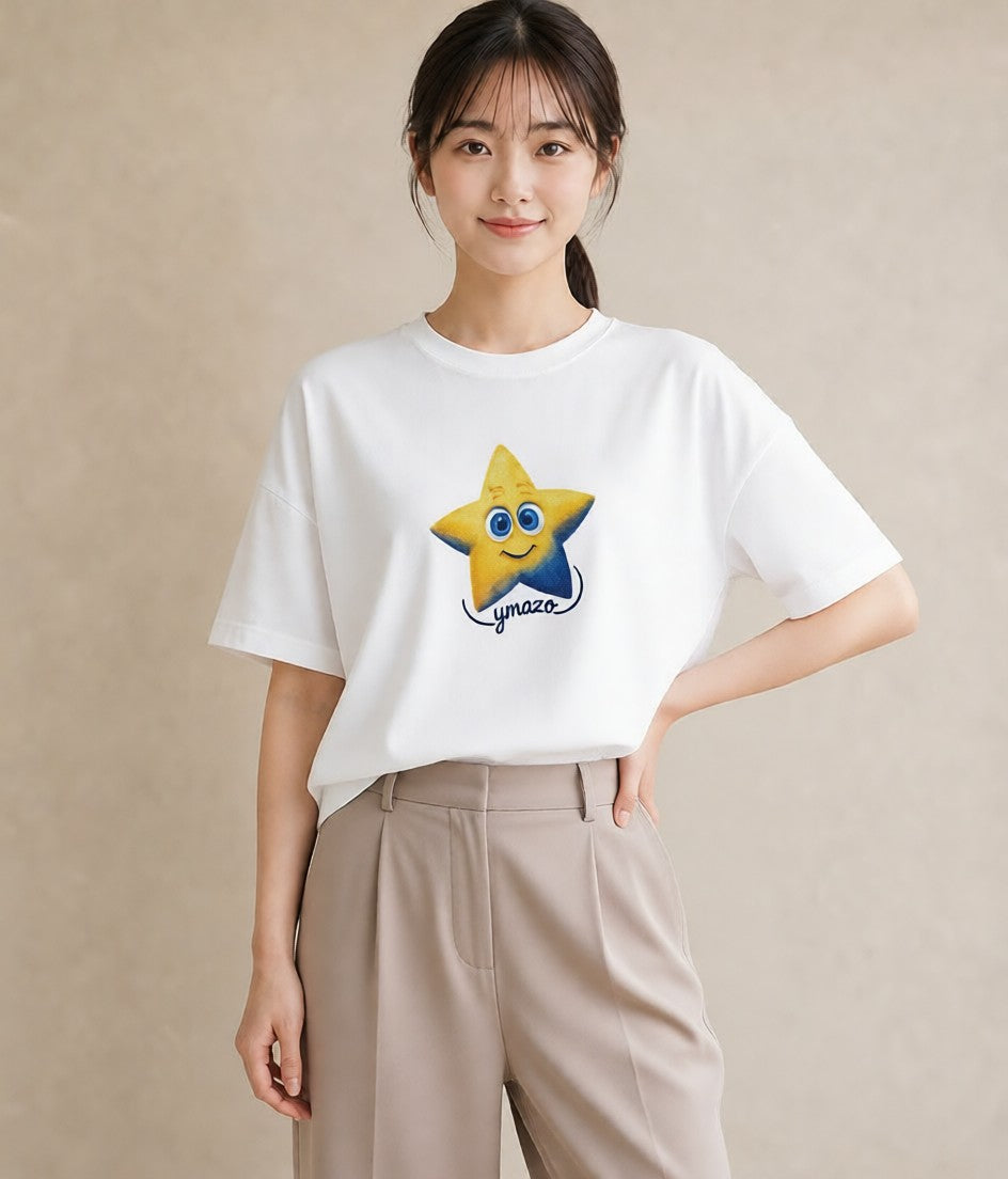Tシャツ レディース スター 星空 宇宙 イラスト 週末コーデ 敬老の日 白T