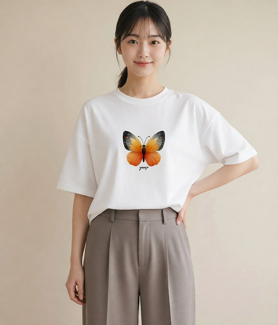 グラフィックTシャツ レディース ホタル 昆虫 虫 イラスト ラフカジュアル 友達ギフト 部屋着 白T