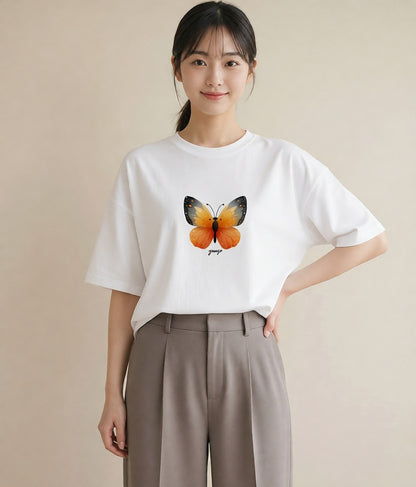 グラフィックTシャツ レディース ホタル 昆虫 虫 イラスト ラフカジュアル 友達ギフト 部屋着 白T