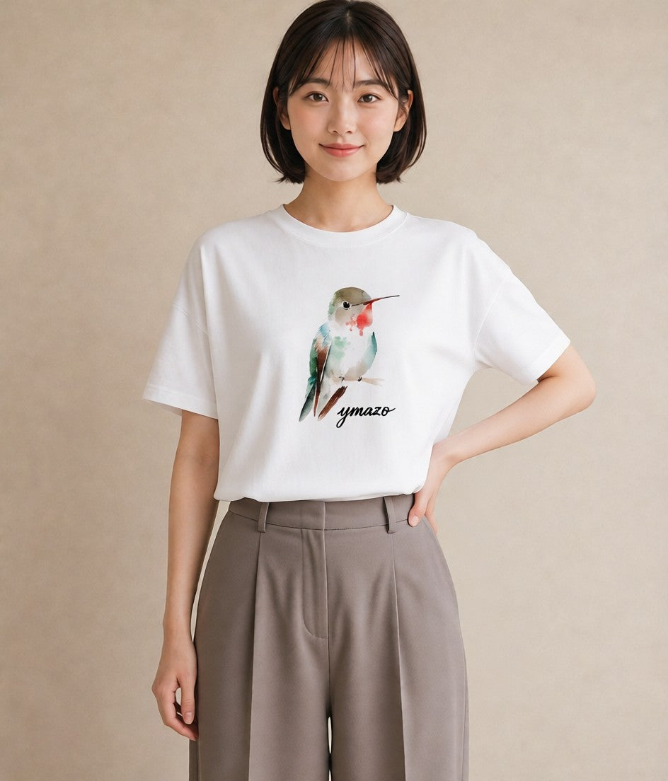 デザインTシャツ レディース シマエナガ しまえなが 動物 アニマル イラスト ラフカジュアル 秋コーデ おしゃれギフト 白T