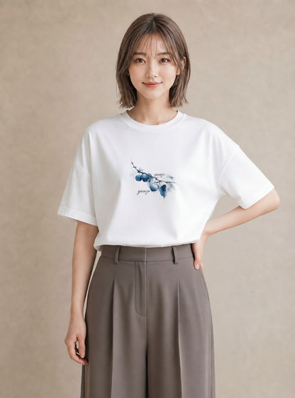 グラフィックTシャツ レディース 雨上がりのベンチ ベンチ ナチュラル アンティーク イラスト カフェコーデ 買い物 夏コーデ 白T