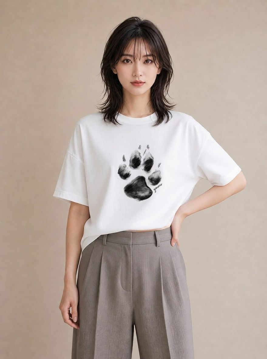 半袖Tシャツ レディース 猫の手 猫 ねこ イラスト 旅行コーデ 姉妹 送別ギフト 白T