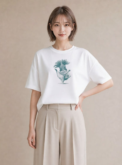 デザインTシャツ レディース エキゾチックショートヘア 猫 ねこ イラスト ポップ 送別ギフト 通勤 白T