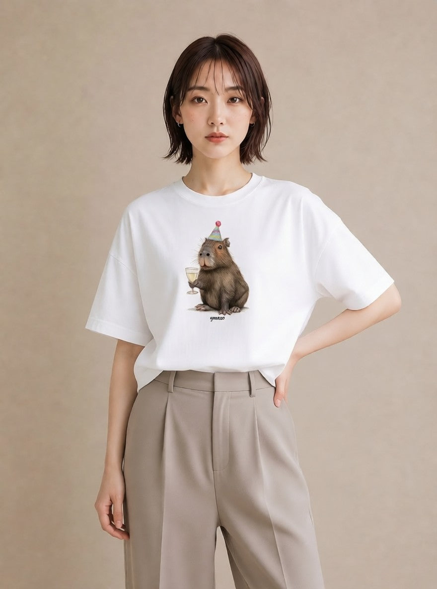 デザインTシャツ レディース デグー ペット 動物 イラスト ミニマル ペアコーデ 秋コーデ 白T