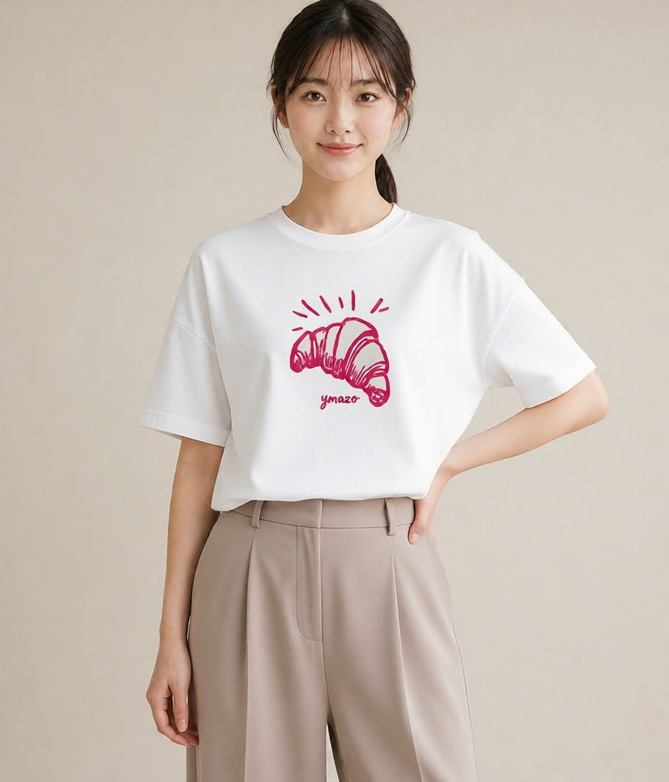 グラフィックTシャツ レディース パン ベーカリー イラスト こなれ感 姉妹 送別ギフト 白T